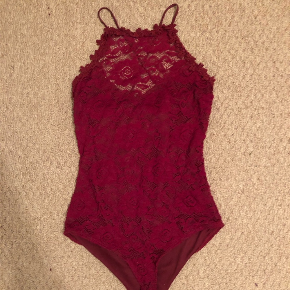 LA Hearts Red Lace Bodysuit
